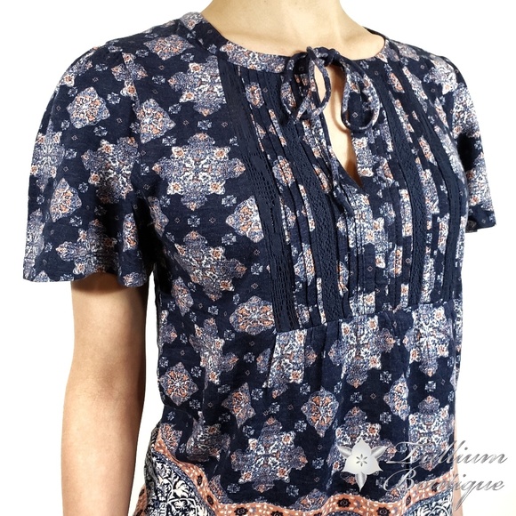 LUCKY BRAND Women's Printed Tie Front Blouse NWT - Picture 5 of 7